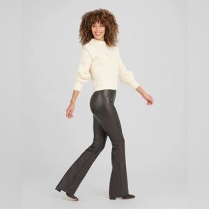SPANX Faux Leather Flare Leg Pull-On Pants boho goth office 70’s inspired